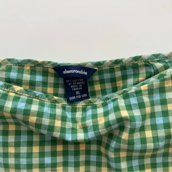 Abercrombie Kids Girls Plaid Skort Size 16 Y2K Preppy Gingham Green Yellow - Picture 6 of 7